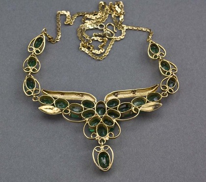 Brazilian Emerald and 14 Carat Gold Necklace